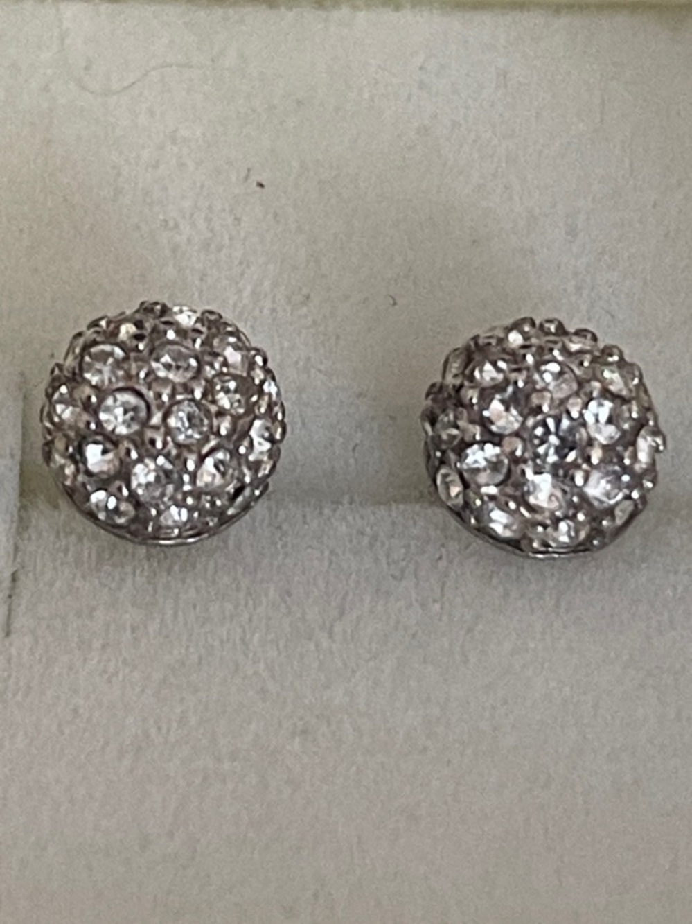 Vintage Carolee Silver Crystal Pavé Round Stud Earrings